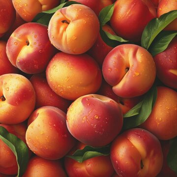 Peaches fruits, Background of fresh peaches arranged together on whole image 
