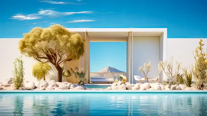 Keuken spatwand met foto Villa mit pool- © shokokoart