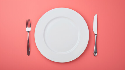 Elegant White Dinner Plate with Silverware.