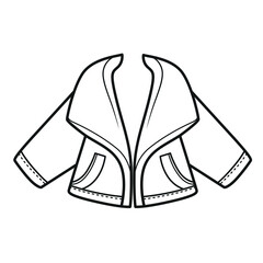Short woolen pea coat outline for coloring on white background