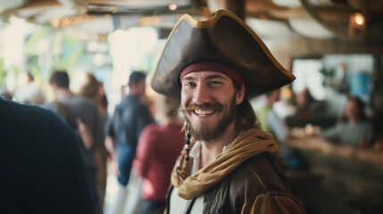 Smiling Man in Pirate Costume.