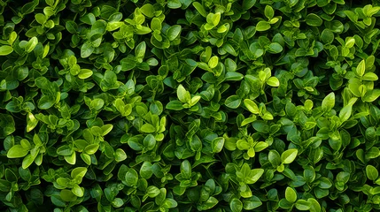 Foto op Aluminium a green hedge with small plants on it, in the style of decorative backgrounds, high-angle, high resolution © Дмитрий Симаков