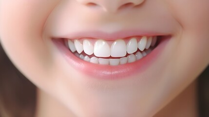 Close up of beautiful woman smile with healthy teeth and white teeth.