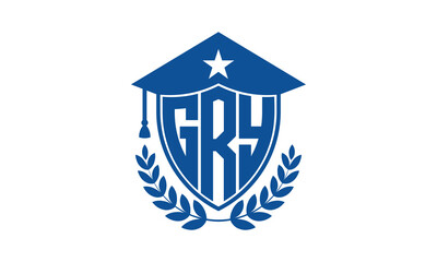 GR three letter iconic academic logo design vector template. monogram, abstract, school, college, university, graduation cap symbol logo, shield, model, institute, educational, coaching canter, tech