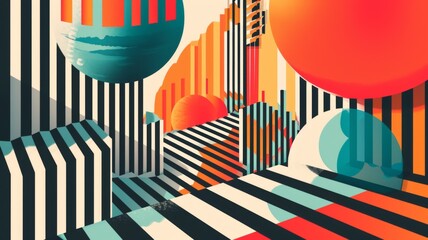 Colorful background with optical illusion in minimal style