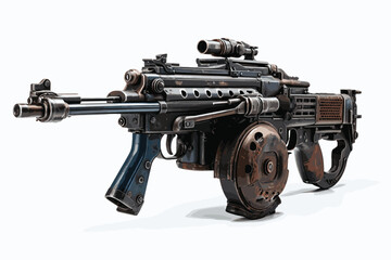 3d rendering miltary machine gun with optical vision isolated