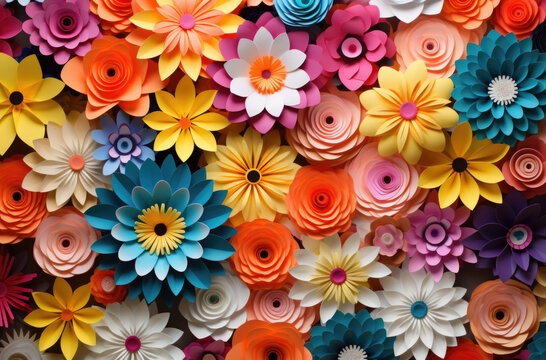 Colorful flowers paper background pattern lovely style