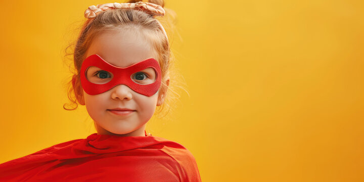 A little girl playing a superhero