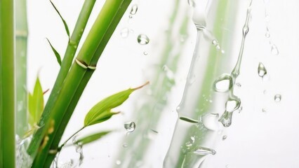 Fototapeta premium bamboo with water drop