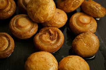 Fried delicious golden mushrooms. Delicious food
