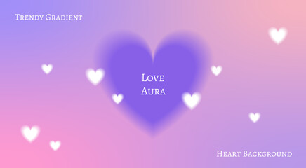 Trendy y2k gradient heart background. Aesthetic love design concept illustration for Valentines day card, banner. Vector