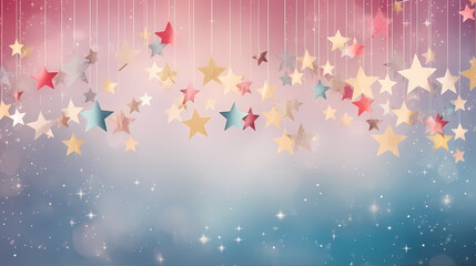 Holiday decorative border, festive background with festive star decoration