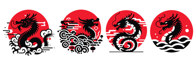 logo set of chinese new year dragon, vectors