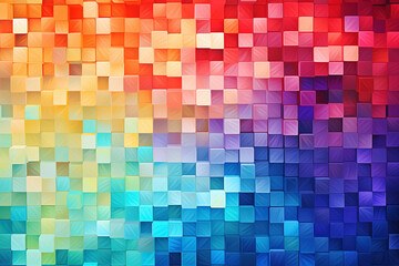 Fototapeta premium colorful abstract background with cubes in blue, orange, red and yellow. Generative Ai