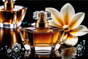 Luxurious Perfume Bottle Still life of cosmetic products by ai generated