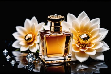 Luxurious Perfume Bottle Still life of cosmetic products by ai generated