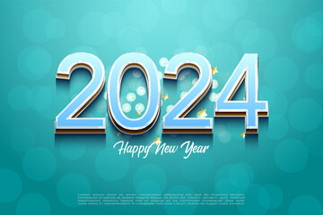 Happy New Year 2025. With simple numbers and beautiful colors on a transparent bubble background. Simple and beautiful 2025 vector design.