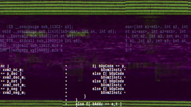 Abstract digital glitch effect with noise looped background. Error signal loop. Virus code and software hack concept. Cyber security