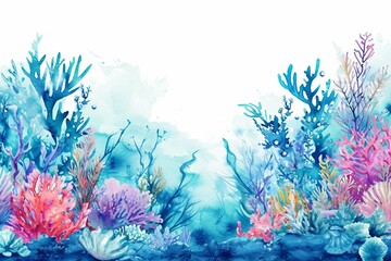 Beautiful underwater composition with water color flowers