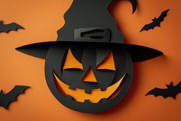 Fototapeta premium jack o lantern with a witch hat 