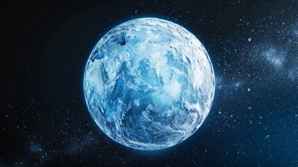 Frozen planet earth made of ice and snow. View from space to earth. Global warming problem
