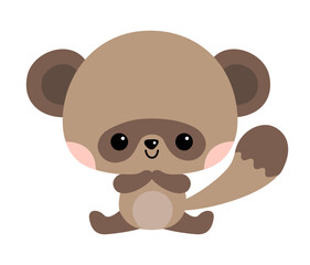 幼児向けのかわいいタヌキのキャラクターイラスト