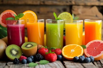 Delicious array of fresh fruit juices