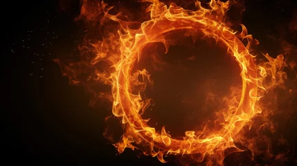 Fotobehang Fire in form of circle. Fire flame on black background  © Vladimir
