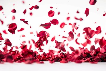 red rose petals falling