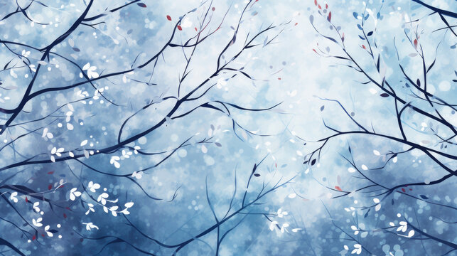 Beautiful painting of tree with white leaves. Perfect for adding touch of elegance to any space