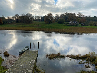 Beautiful View on jetty on Lough Erne on autumn season , Northern Ireland