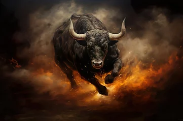 Foto op Plexiglas bull running towards the camera © Benjamin