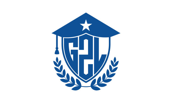 GZL three letter iconic academic logo design vector template. monogram, abstract, school, college, university, graduation cap symbol logo, shield, model, institute, educational, coaching canter, tech