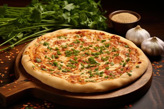 Chanakya masala flour pizza with parsley 