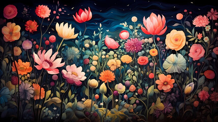 Seamless flower background, colorful flower background