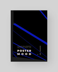 Abstract placard, poster, flyer, banner, blank, document. Colorful illustration on vertical A4 format. Broken form. Cracked figure. 3d shapes composition.