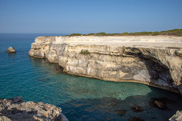 Fototapeta premium Thw white cliffs of Torre dell'Orso in Salento - Puglia - Italy