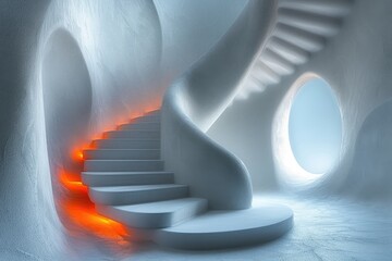 spiral_stairwell_with_orange_light_in_white_room