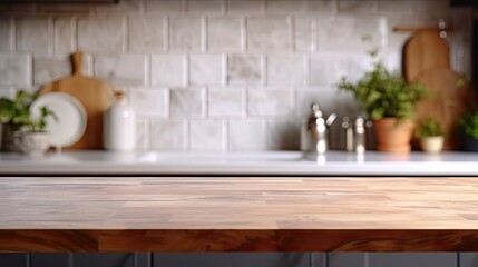 Fototapeta na wymiar backdrop photorealistic kitchen counter setting blurred background 