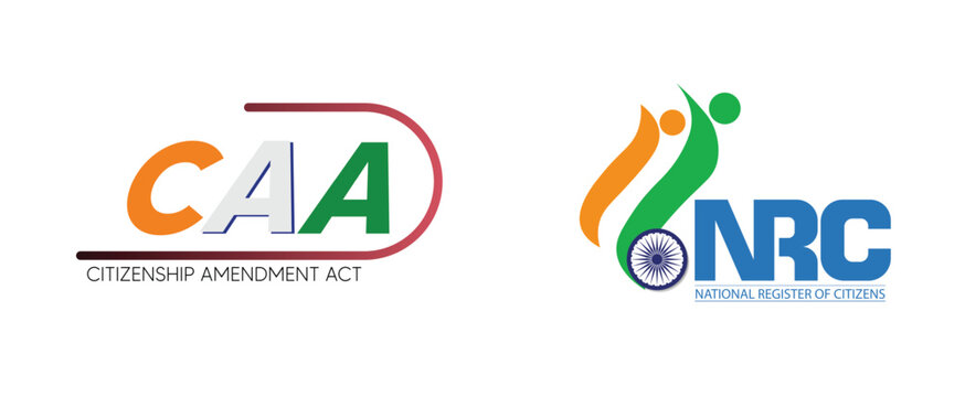 CAA and NRC Indian citizen Act vector logo for editorial