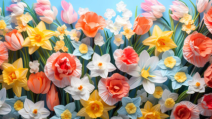 Fototapeta na wymiar Seamless flower background, colorful flower background