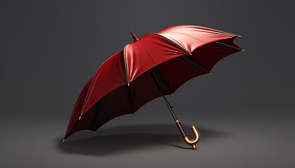 3D Render of Realistic Red Umbrella under Studio Light - Fashion