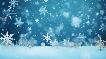 Naklejka premium Snowflake background, snowflake border, winter holiday background, soft colors and dreamy atmosphere