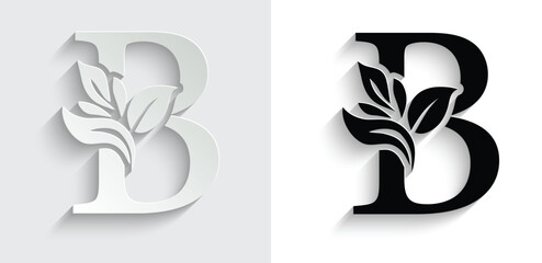 letter B flower letters. Vintage ornament initial Alphabet. Logo vector	
