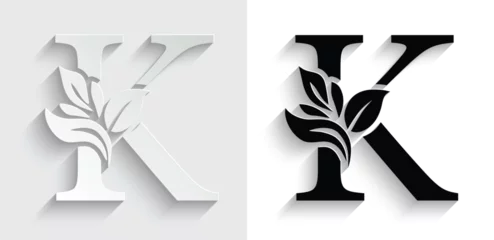 Fotobehang letter K  flower letters. Vintage ornament initial Alphabet. Logo vector   © veronchick84