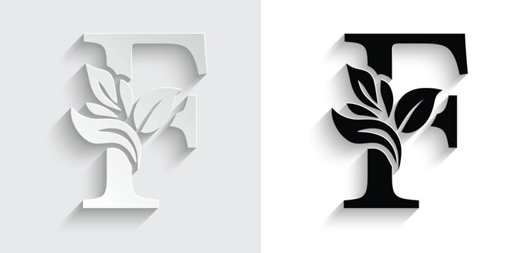 letter F flower letters. Vintage ornament initial Alphabet. Logo vector	

