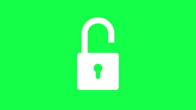 Closing and opening lock. Padlock icon animation