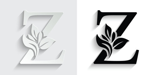 letter Zflower letters. Vintage ornament initial Alphabet. Logo vector	
