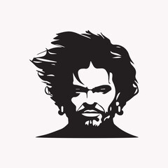 Men face silhouette design element vector.