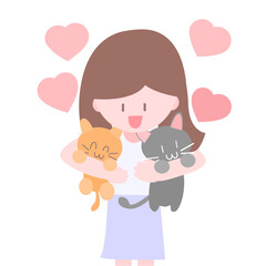 Woman Avatar with cats brown line style